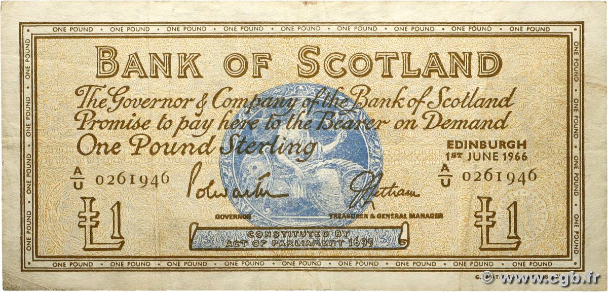 1 Pound ÉCOSSE  1966 P.105a TB