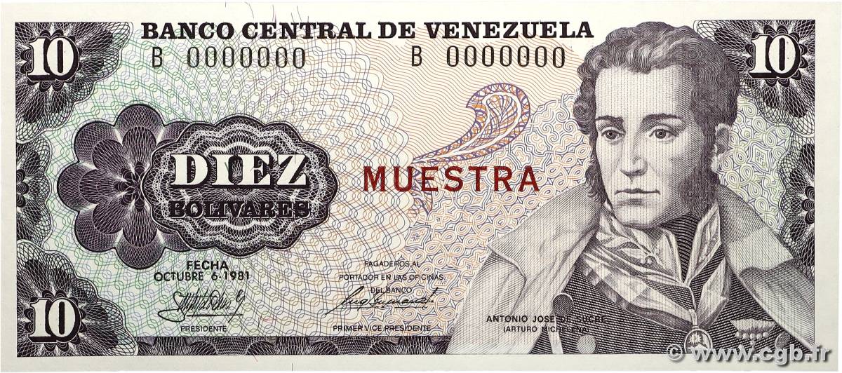 10 Bolivares Spécimen VENEZUELA  1981 P.060s pr.NEUF
