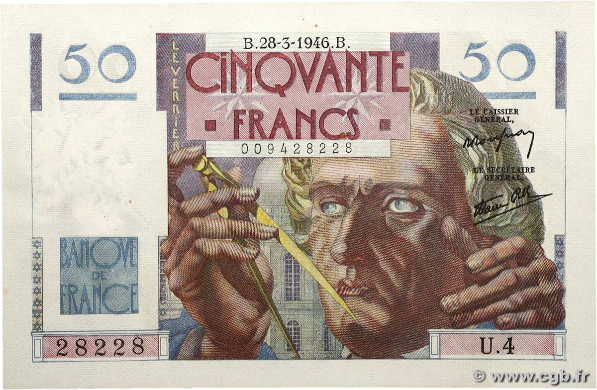 50 Francs LE VERRIER FRANCE  1946 F.20.02 SPL
