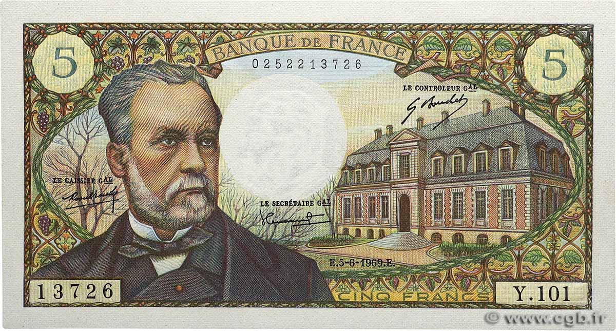 5 Francs PASTEUR FRANCE  1969 F.61.10 UNC