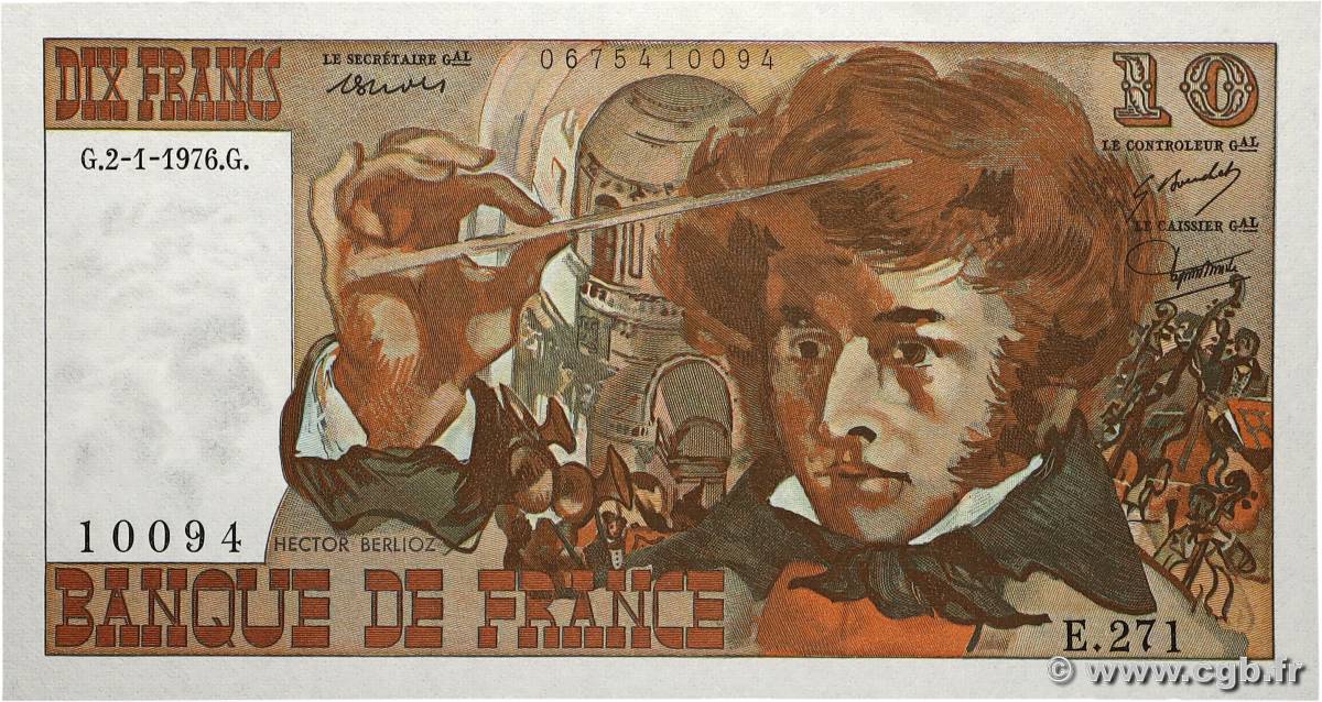 10 Francs BERLIOZ FRANKREICH  1976 F.63.16 ST