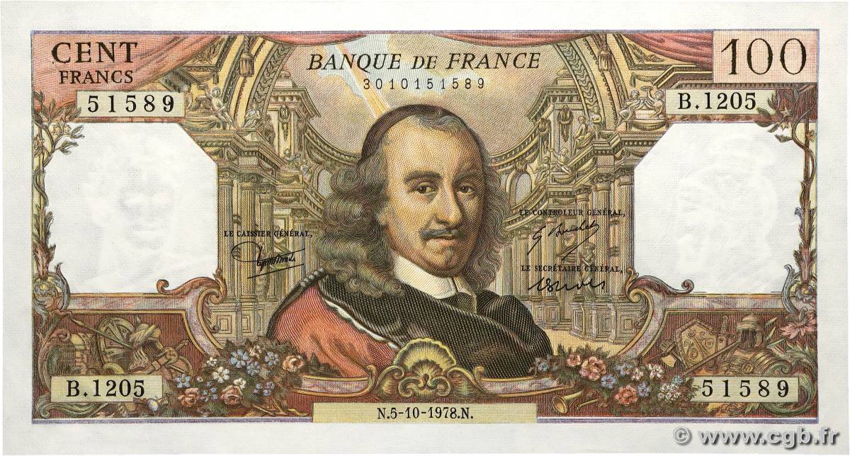 100 Francs CORNEILLE FRANCE  1978 F.65.63 SPL