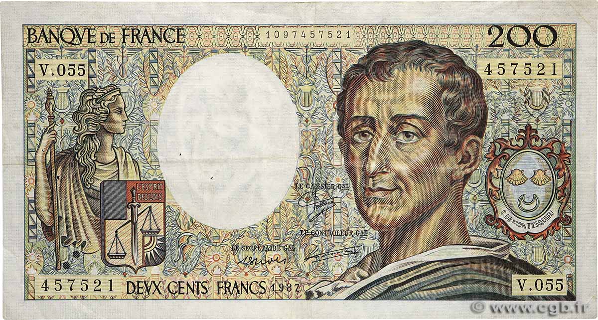 200 Francs MONTESQUIEU FRANCE  1987 F.70.07 F