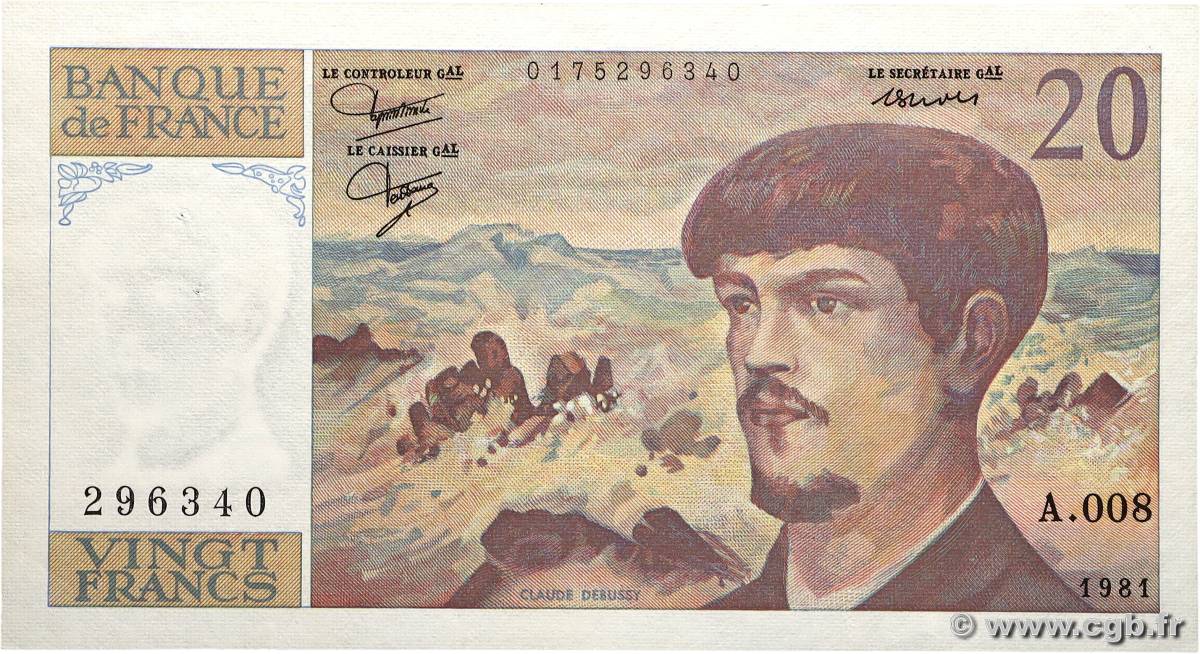 20 Francs DEBUSSY FRANCE  1981 F.66.02A8 SUP