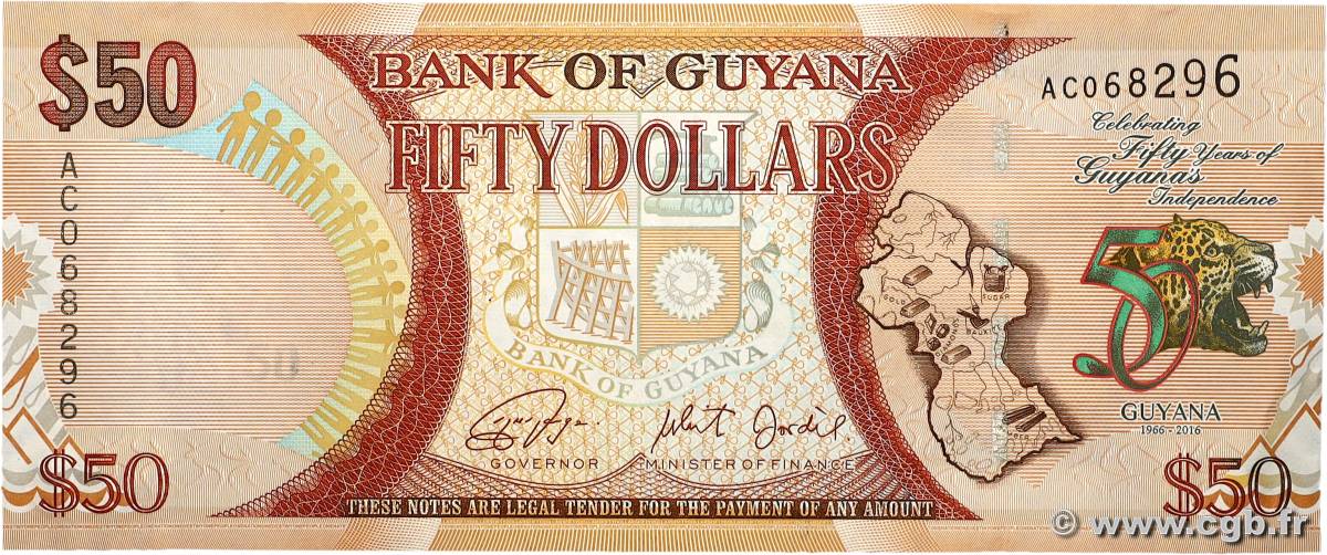 50 Dollars Commémoratif GUYANA  2016 P.41 SPL+