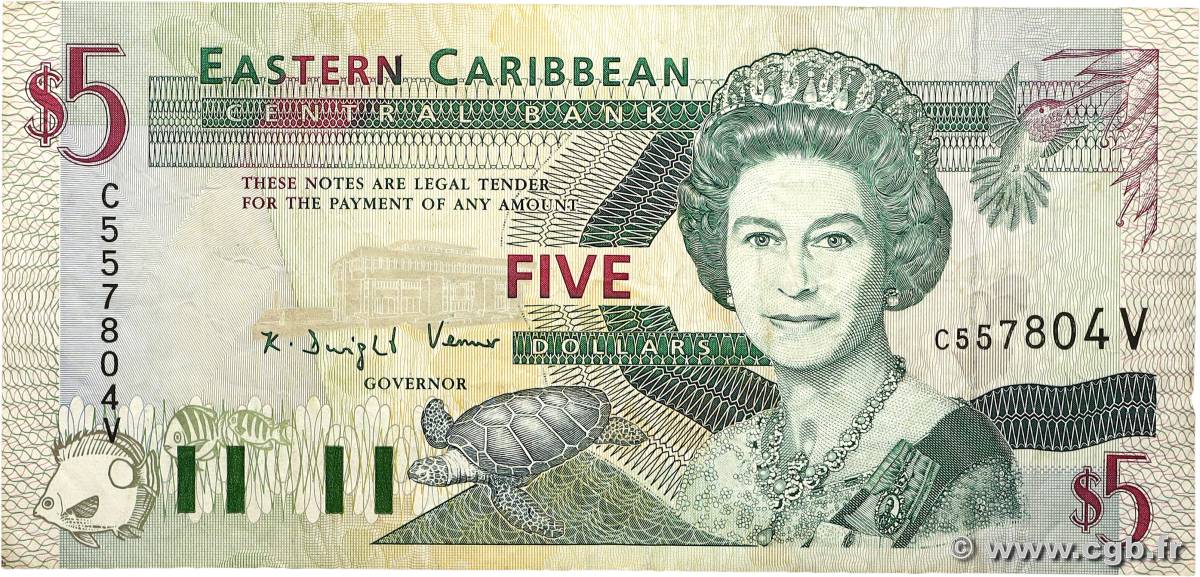 5 Dollars CARAÏBES  1993 P.26v TB