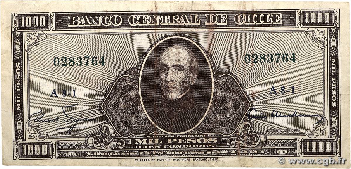 1 Escudo sur 1000 Pesos CHILI  1960 P.129 TB