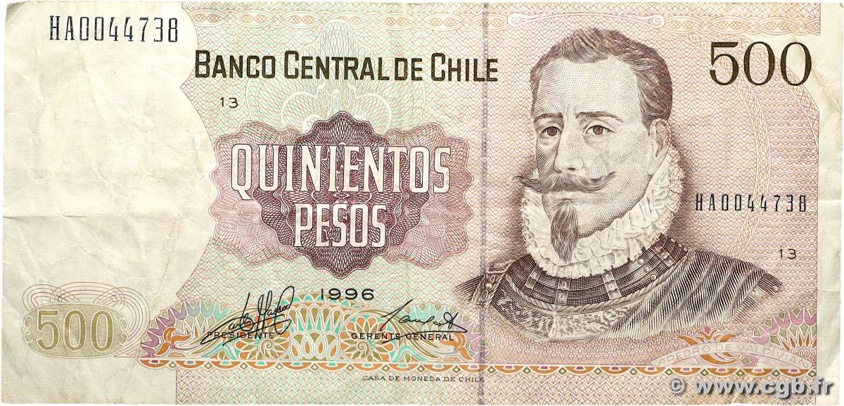 500 Pesos CHILI  1996 P.153e TB