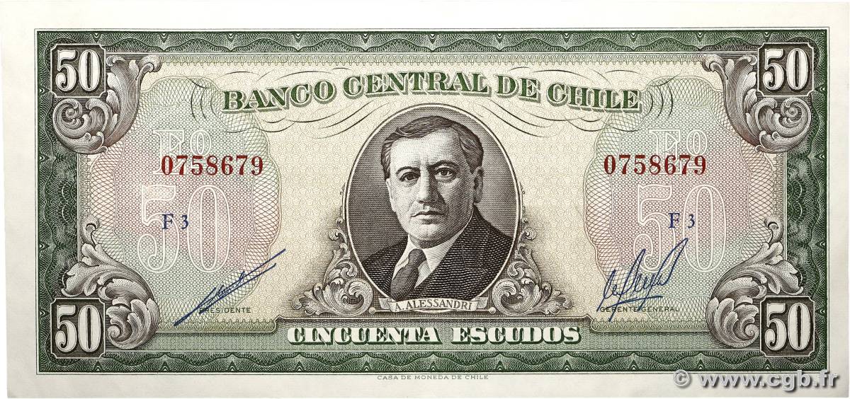50 Escudos CHILI  1964 P.140b SUP