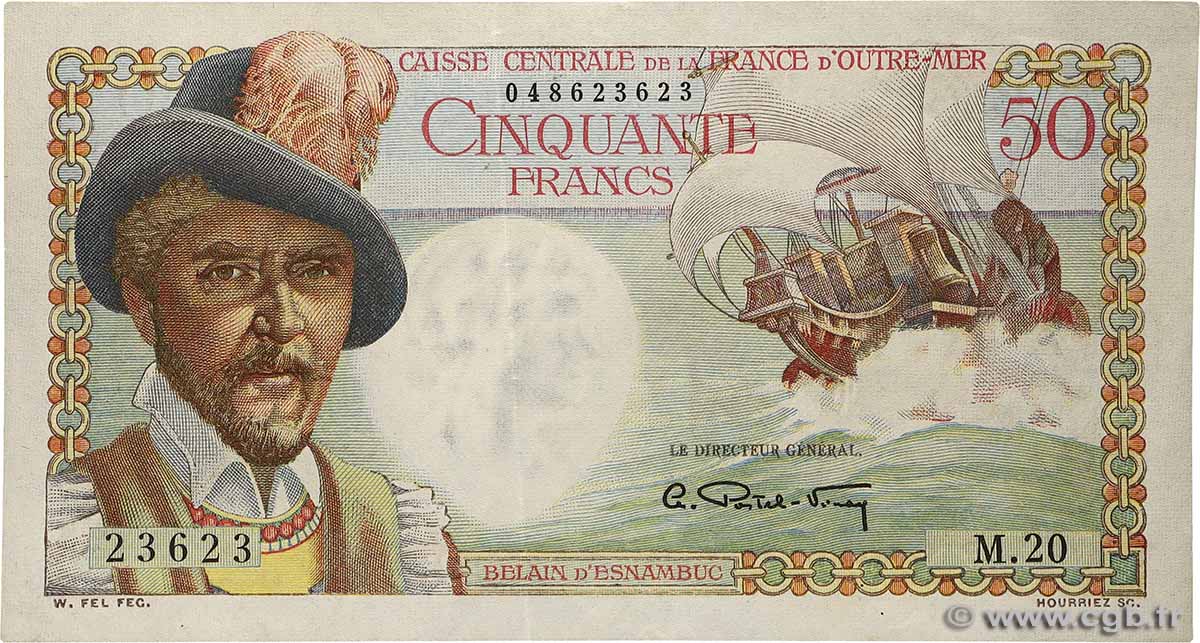 50 Francs Belain d&nbsp;Esnambuc CCFOM AFRIQUE ÉQUATORIALE FRANÇAISE  1947 A.132a fVZ