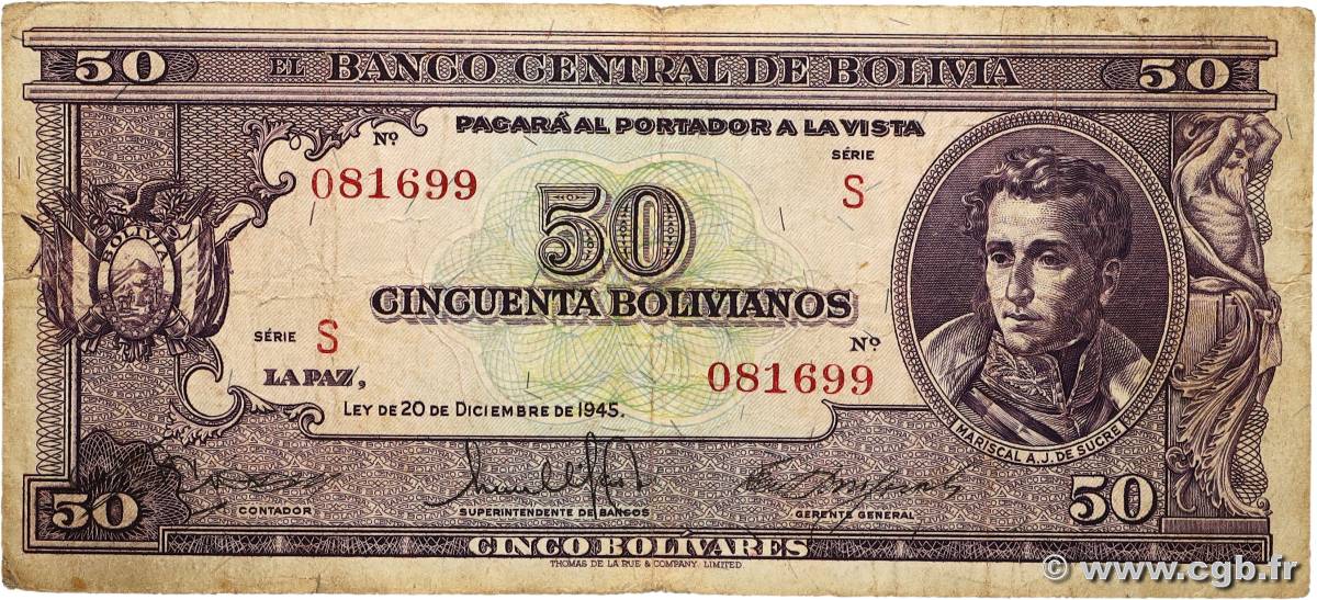 50 Bolivianos BOLIVIE  1945 P.141 TB