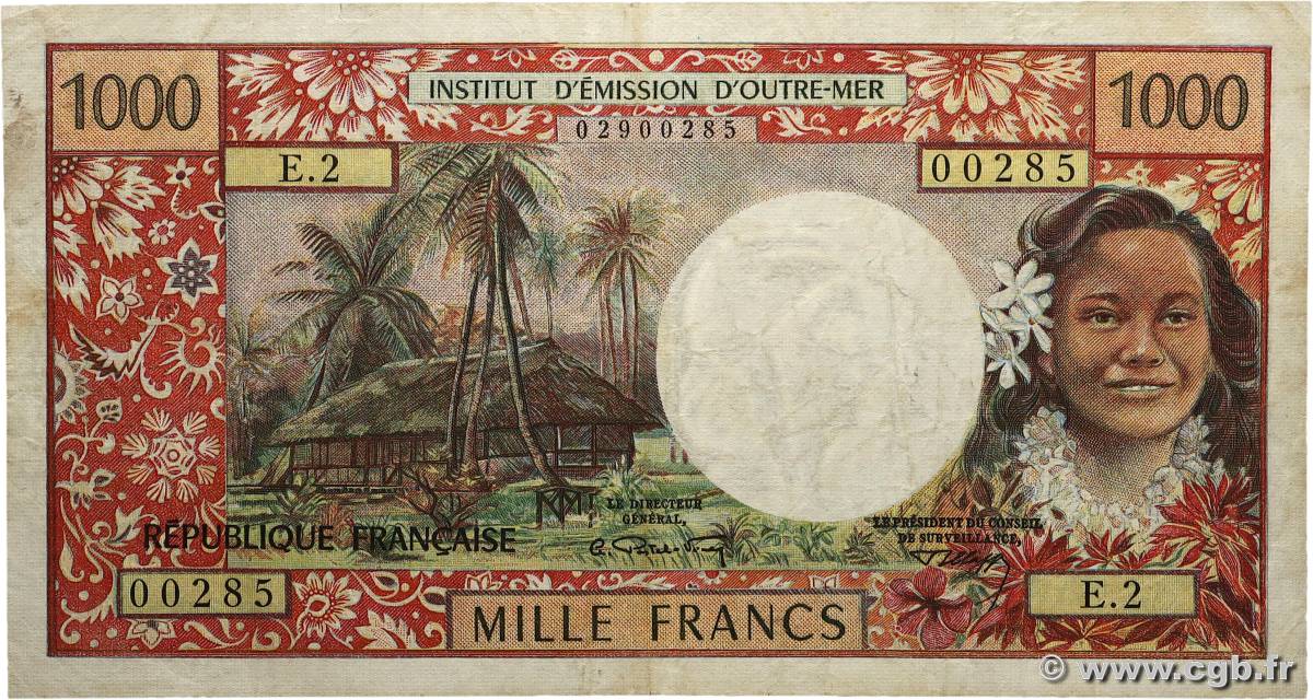 1000 Francs TAHITI  1971 P.27a S