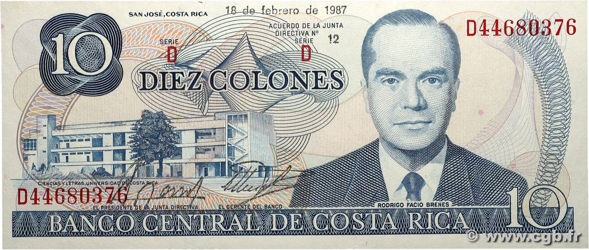 10 Colones COSTA RICA  1987 P.237b NEUF
