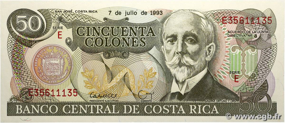 50 Colones COSTA RICA  1993 P.257a NEUF