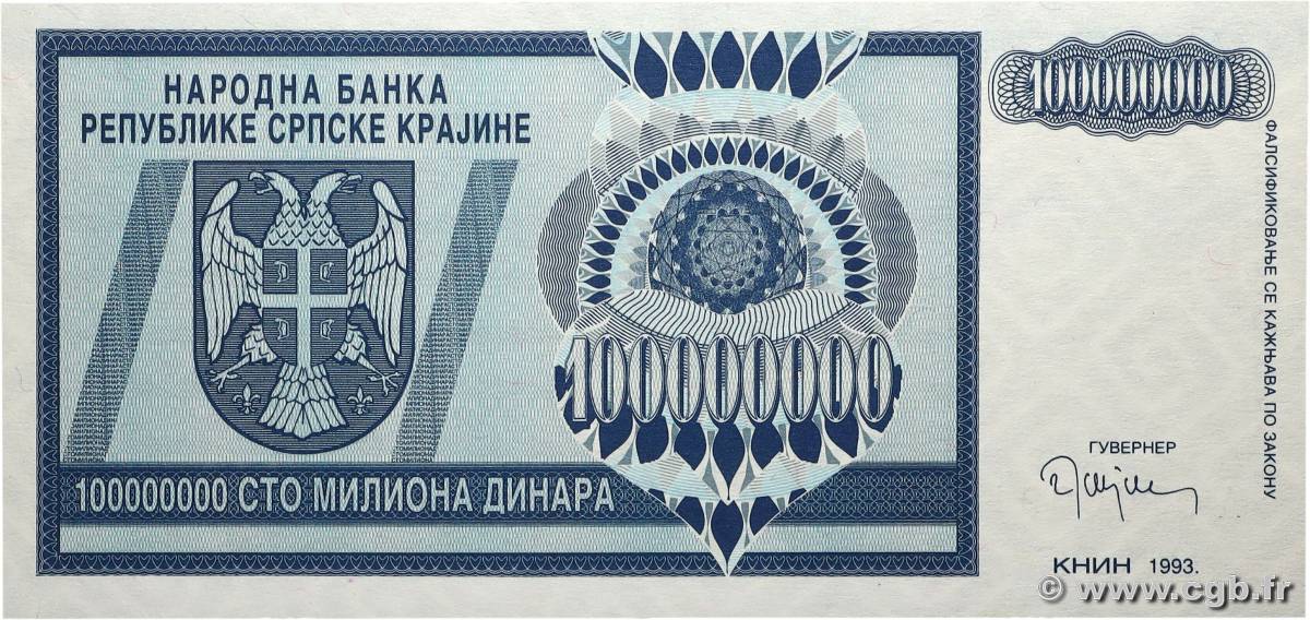 100000000 Dinara CROATIE  1993 P.R15a NEUF