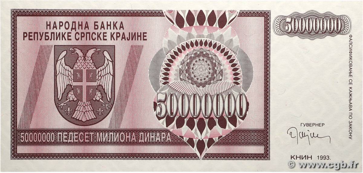 50000000 Dinara CROATIE  1993 P.R14a NEUF