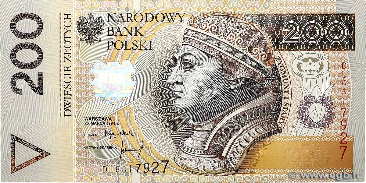 200 Zlotych POLAND  1994 P.177a UNC
