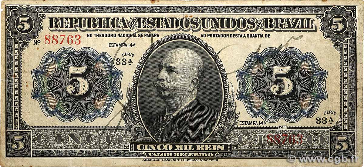 5 Mil Reis BRASIL  1913 P.024 BC