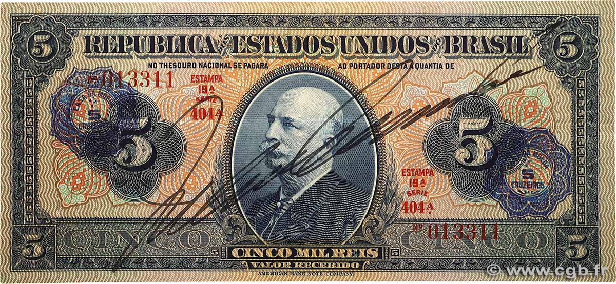 5 Mil Reis BRASILIEN  1942 P.125 fVZ