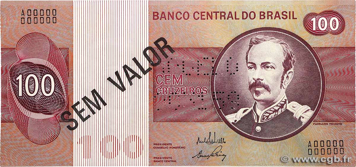 100 Cruzeiros Spécimen BRAZIL  1974 P.195Aas UNC-