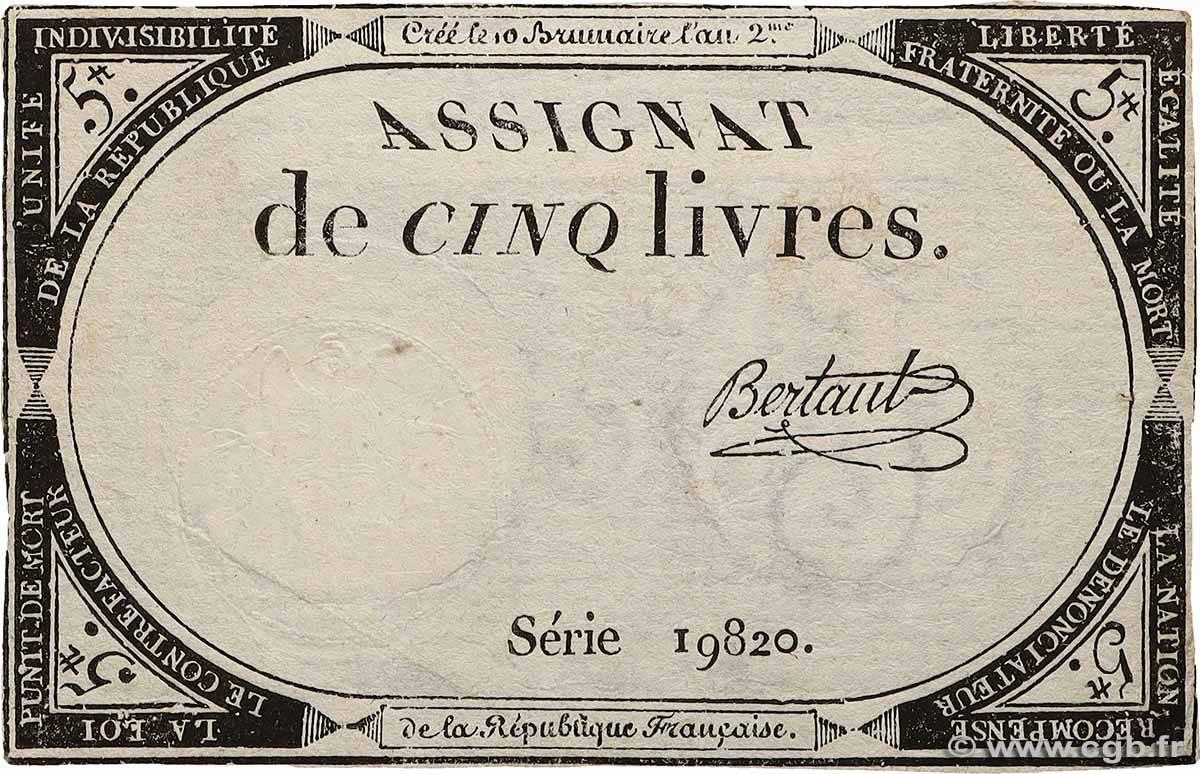 5 Livres FRANKREICH  1793 Ass.46a fVZ