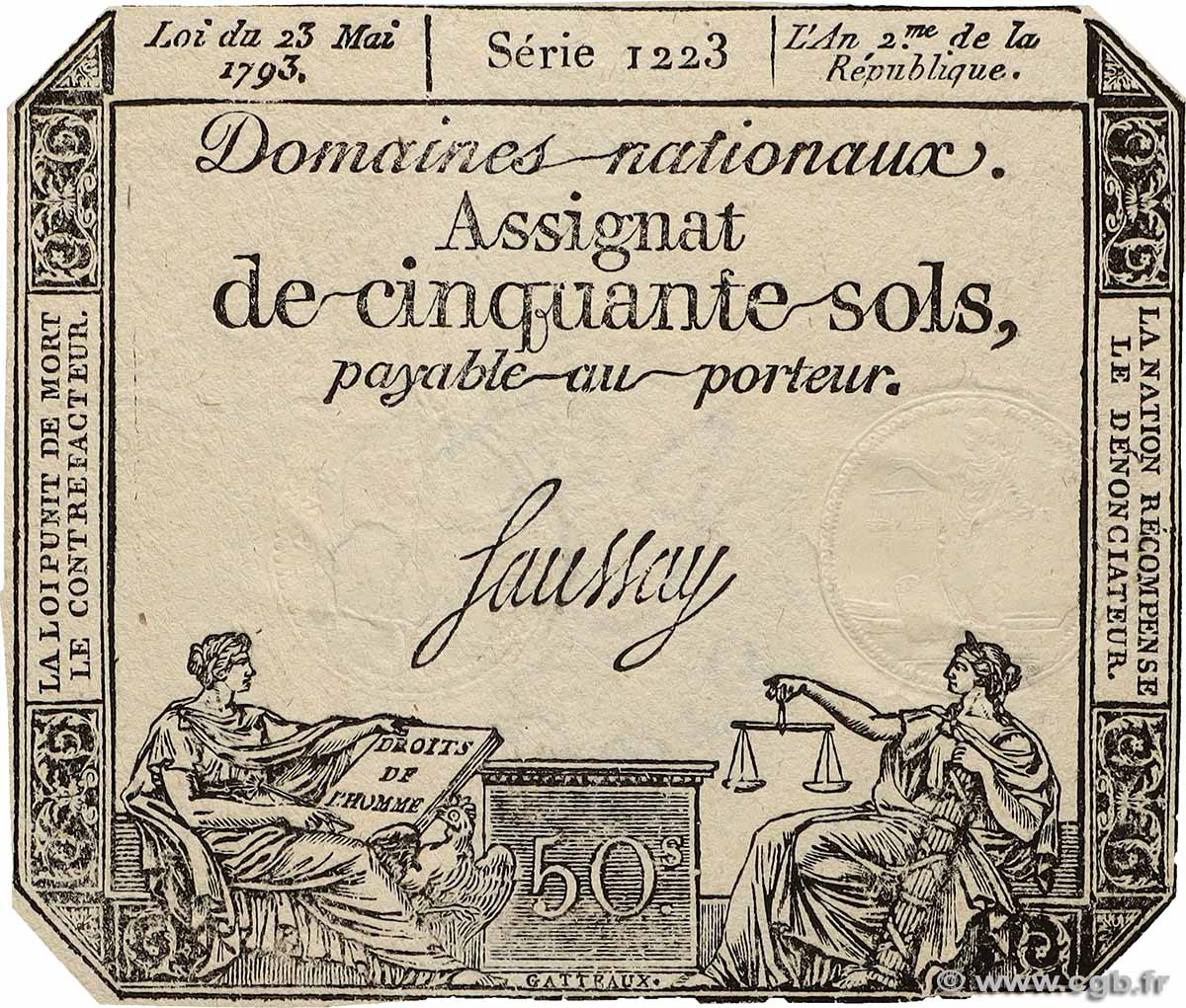 50 Sols variété FRANKREICH  1793 Ass.42b SS