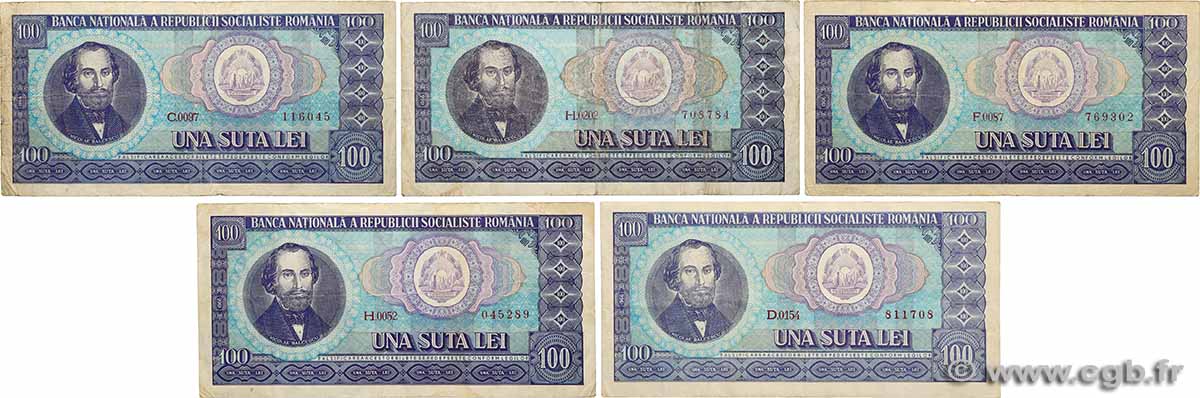 100 Lei Lot RUMÄNIEN  1966 P.097a fSS