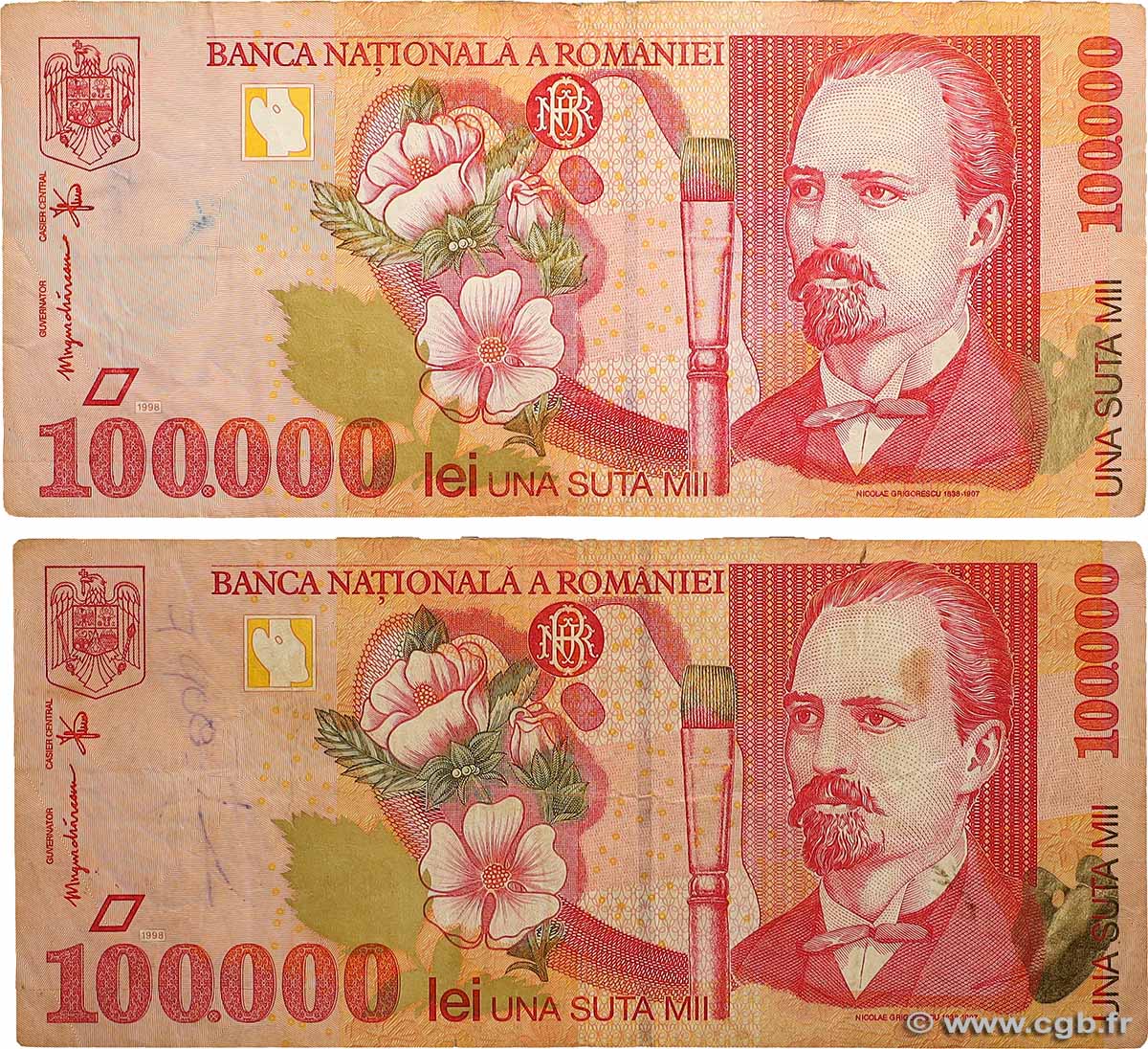 100000 Lei Lot RUMÄNIEN  1998 P.110 S