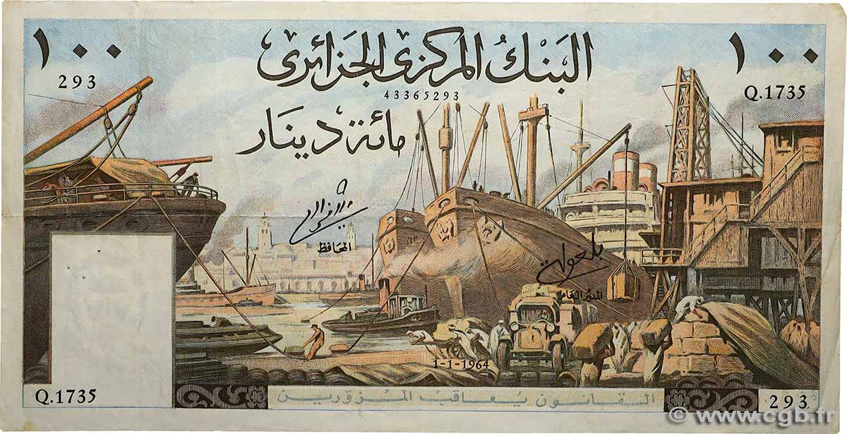 100 Dinars ALGERIEN  1964 P.125b fSS
