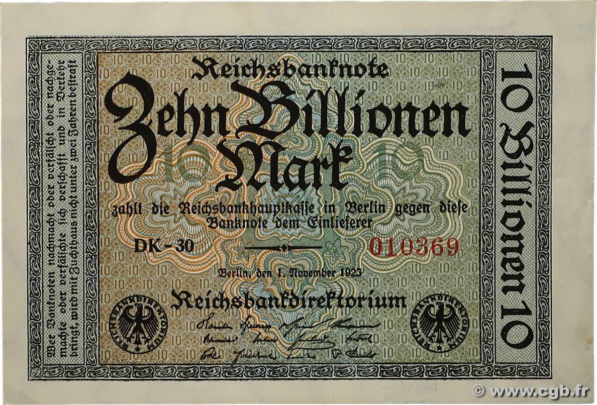 10 Billions Mark GERMANY  1923 P.132a VF+
