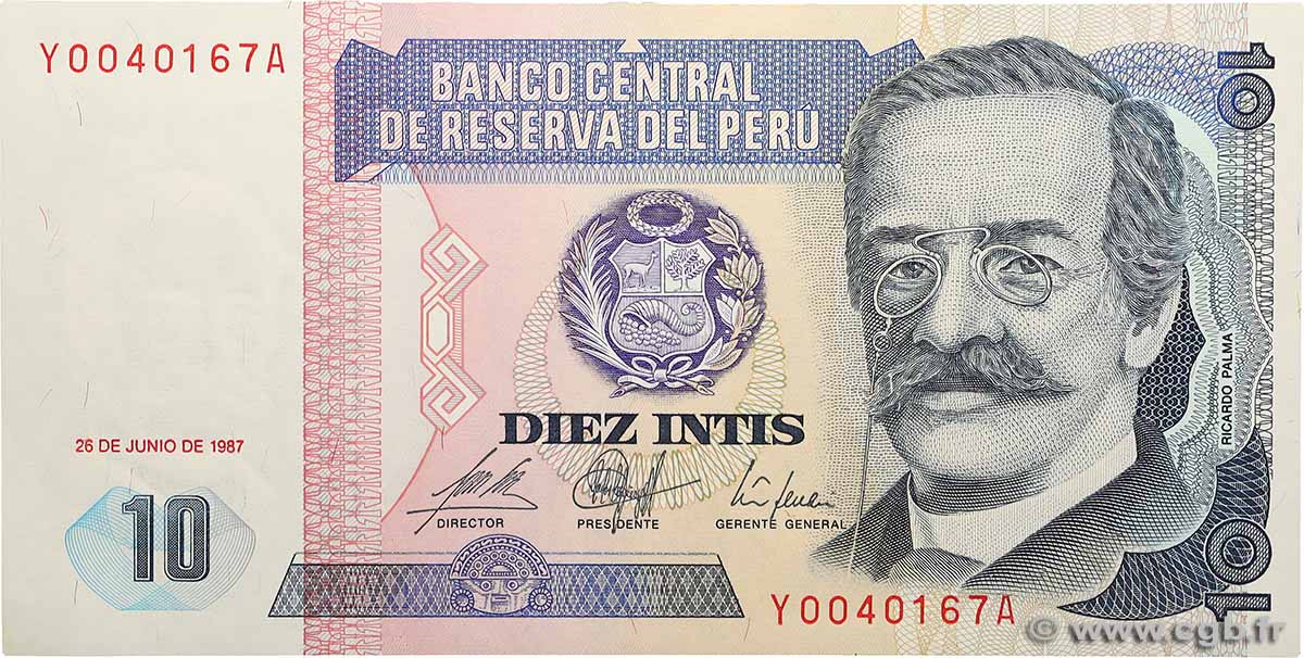 10 Intis Remplacement PERU  1987 P.129r ST