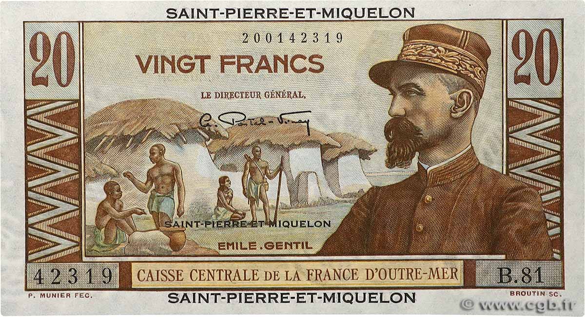 20 Francs Émile Gentil SAINT-PIERRE UND MIQUELON  1946 P.24 ST