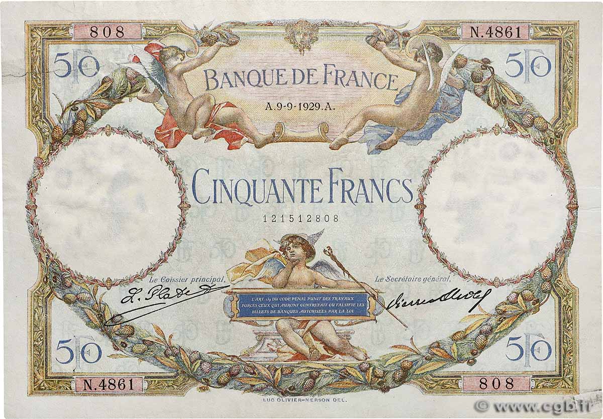 50 Francs LUC OLIVIER MERSON FRANCE  1929 F.15.03 TB