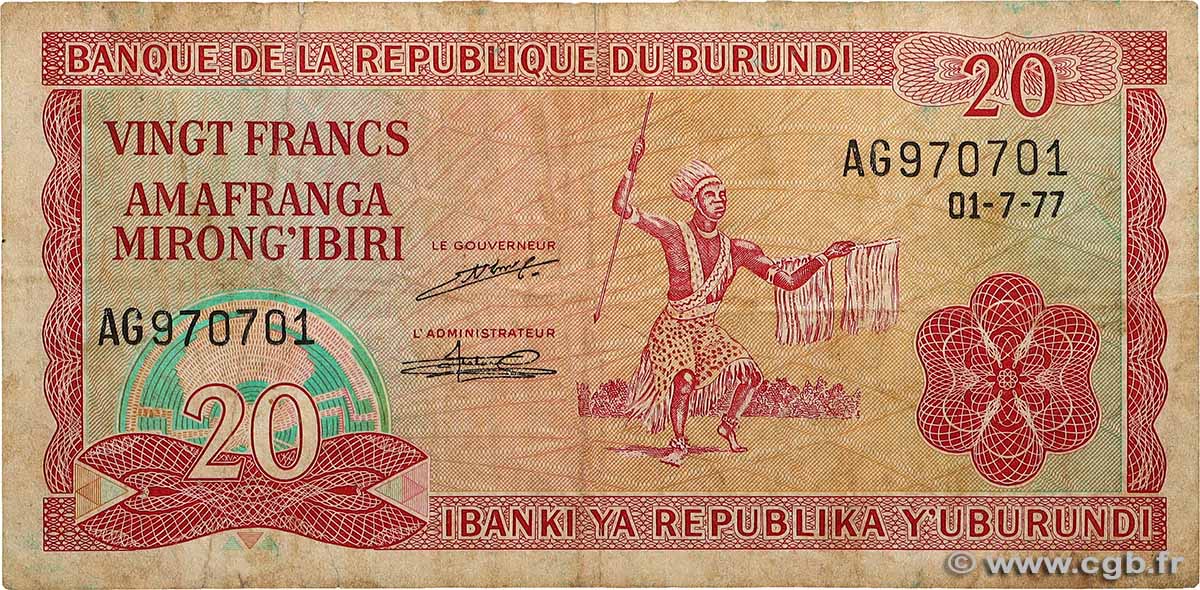 20 Francs BURUNDI  1977 P.27a S