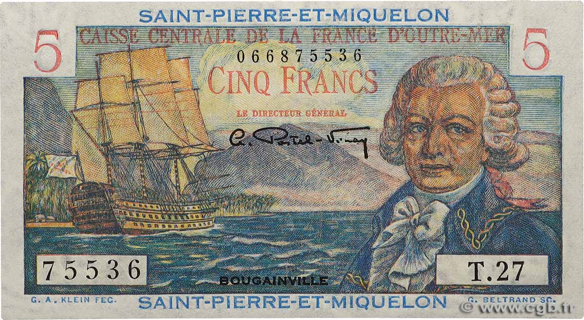 5 Francs Bougainville SAINT-PIERRE UND MIQUELON  1946 P.22 fST
