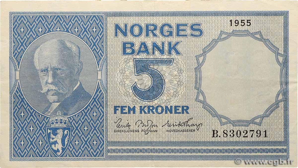 5 Kroner NORVÈGE  1955 P.30a SS