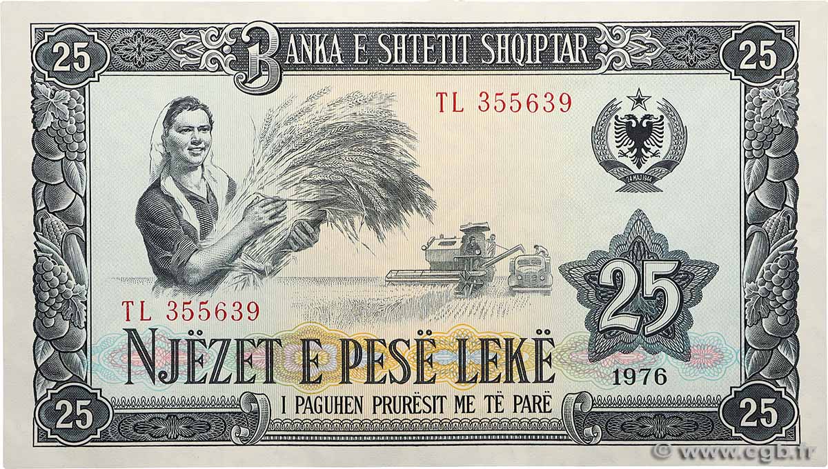 25 Leke ALBANIE  1976 P.44a pr.NEUF