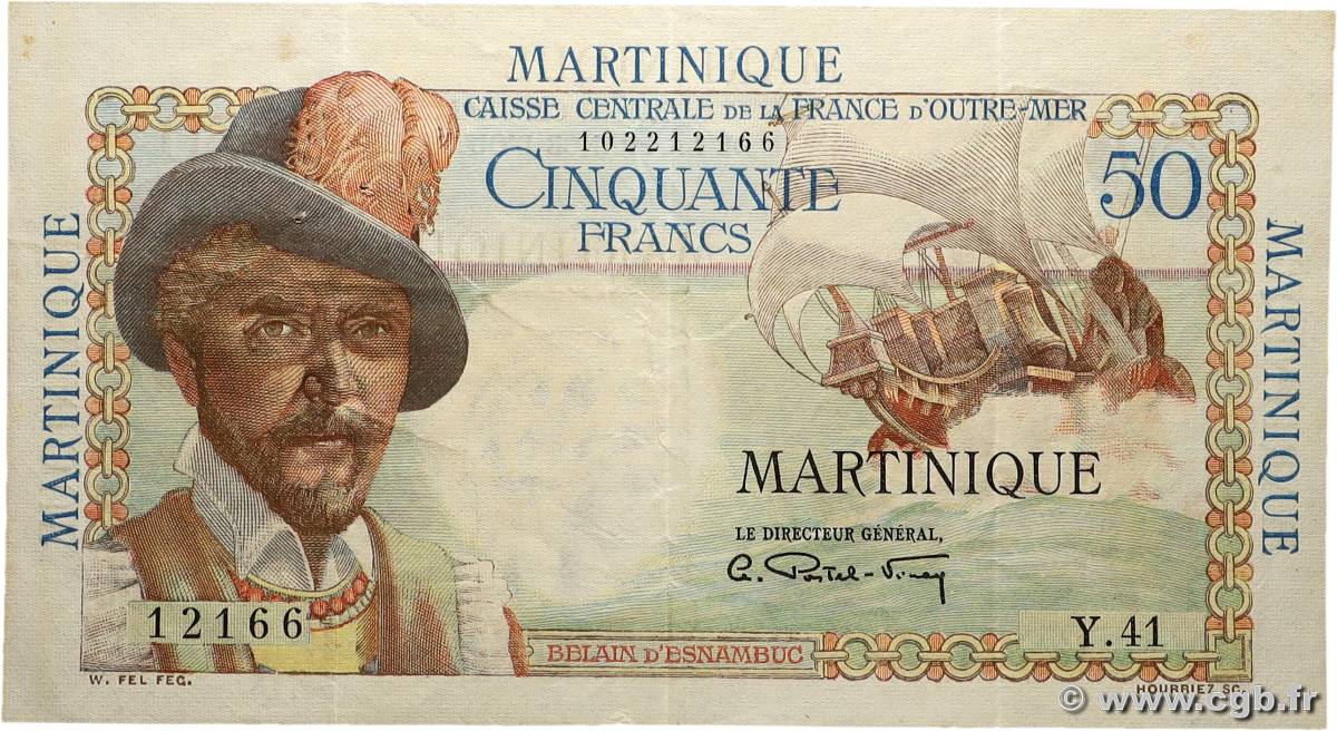 50 Francs Belain d&nbsp;Esnambuc MARTINIQUE  1946 P.30a fVZ