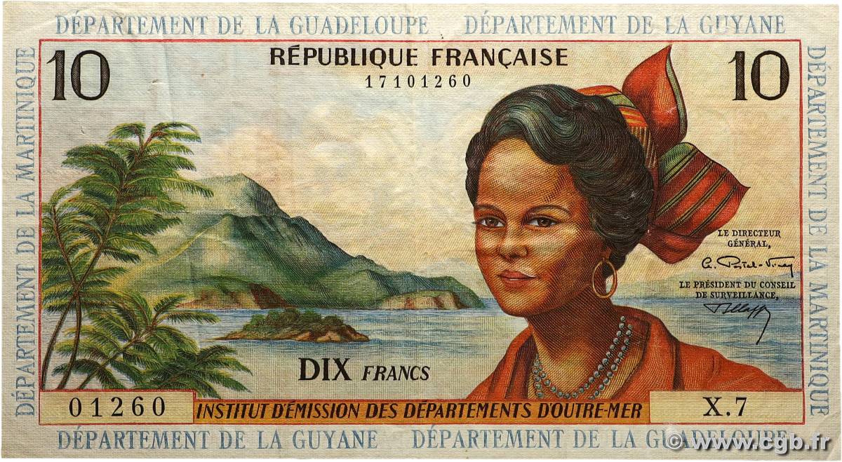 10 Francs FRENCH ANTILLES  1964 P.08b VF-