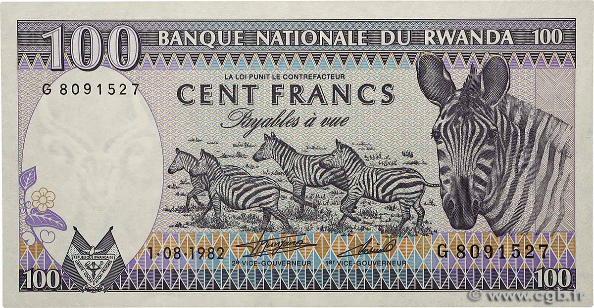 100 Francs RWANDA  1982 P.18 SPL