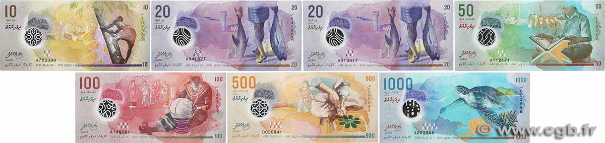 10 au 1000 Rufiyaa Lot MALDIVES ISLANDS  2015 P.26 au P.31 UNC