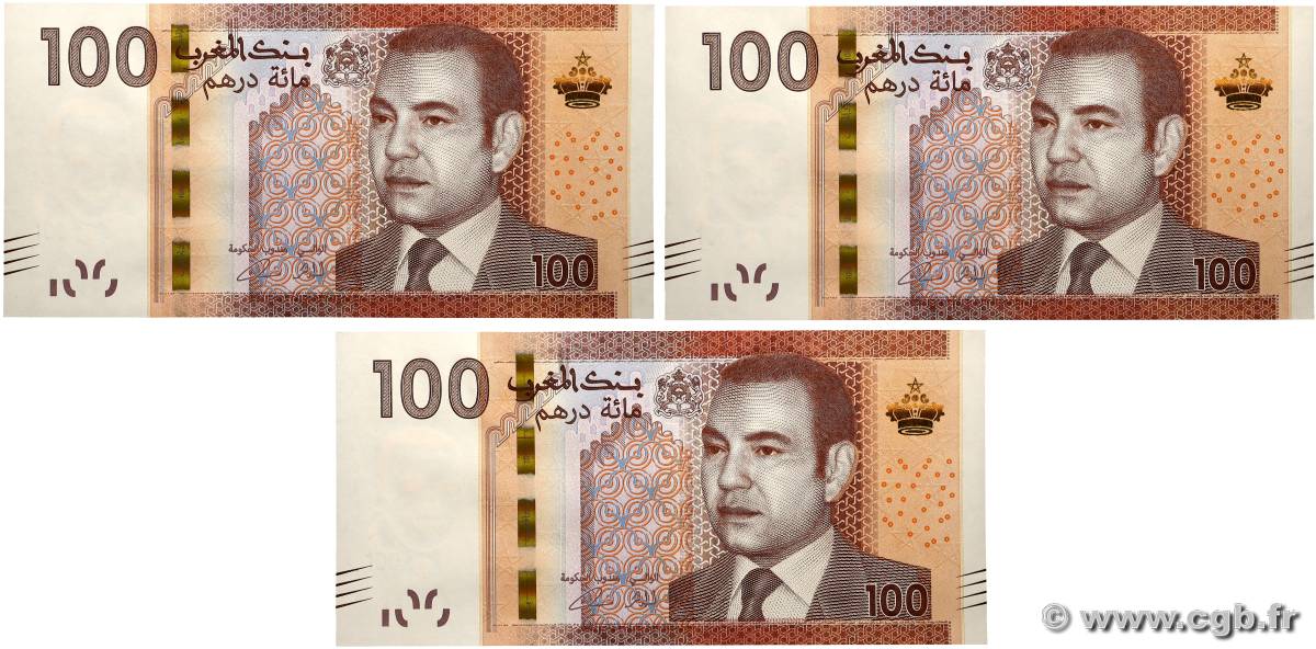 100 Dirhams Consécutifs MAROC  2012 P.76 NEUF