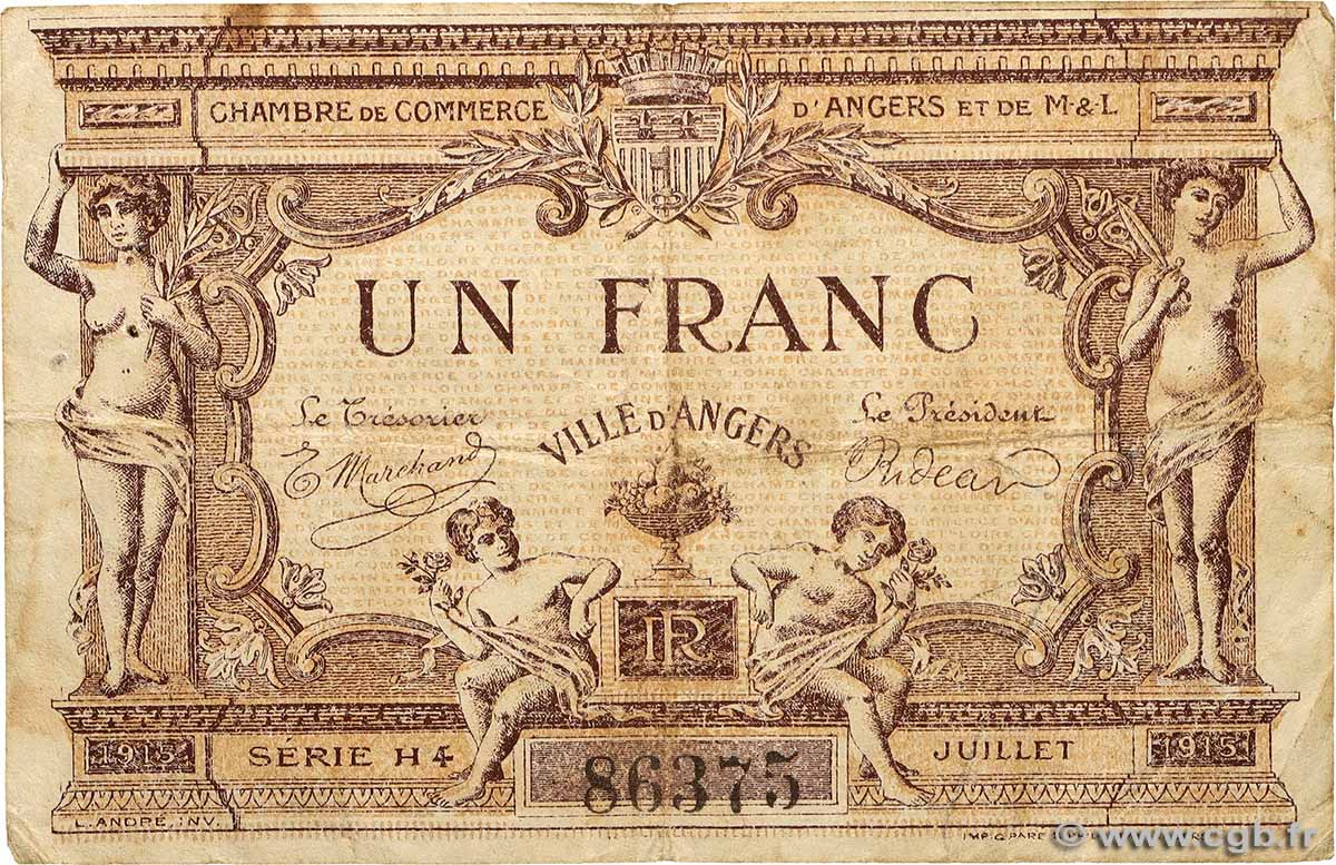 1 Franc FRANCE Regionalismus und verschiedenen Angers  1915 JP.008.12 fS