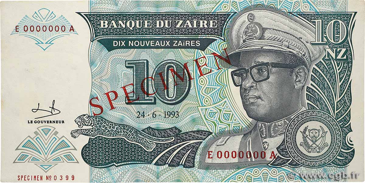 10 Nouveaux Zaïres Spécimen ZAIRE  1993 P.54s AU