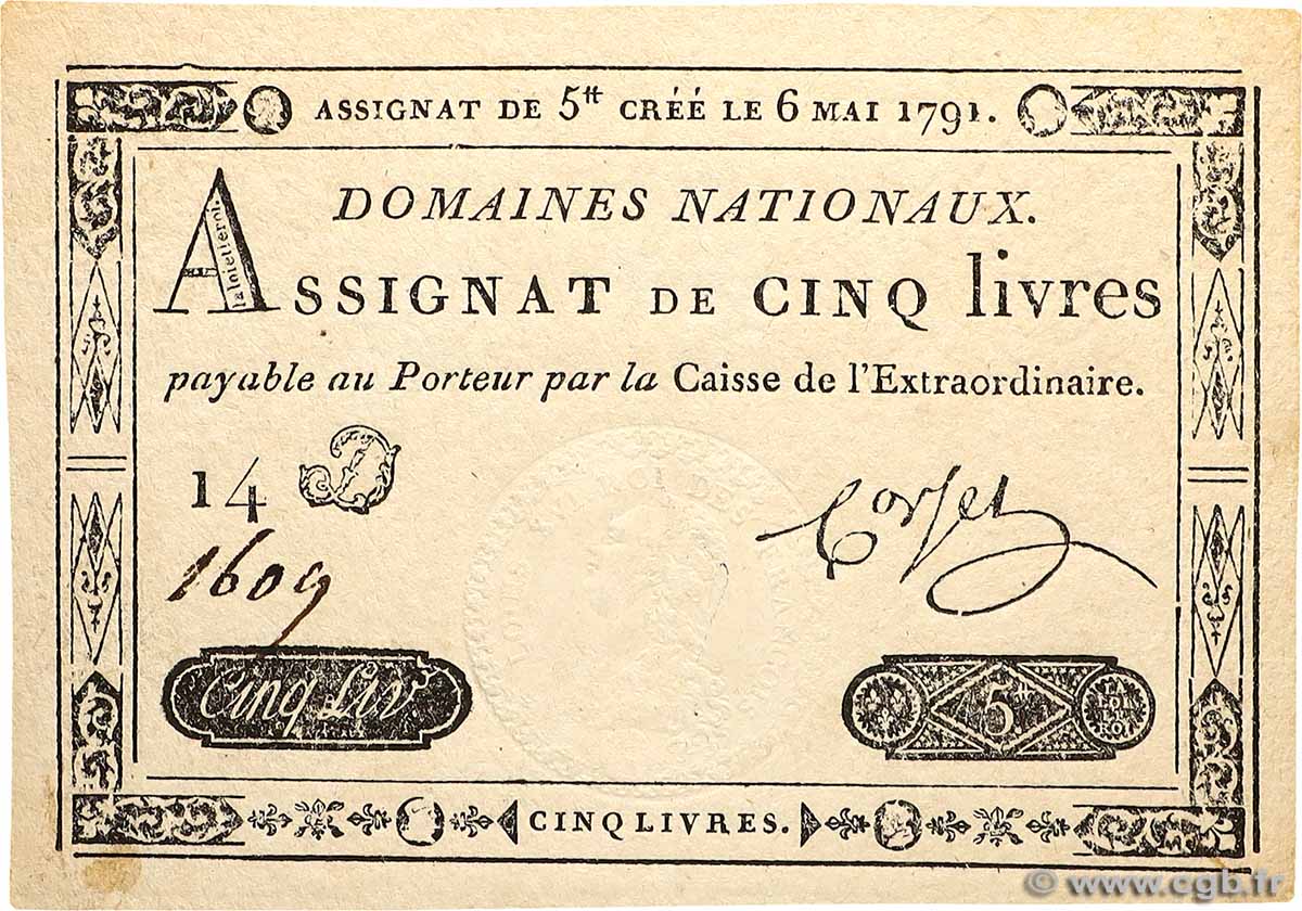 5 Livres FRANCIA  1791 Ass.12a SC+