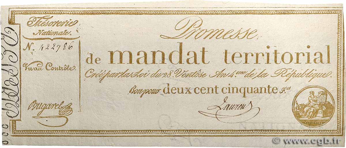 250 Francs sans série FRANCIA  1796 Ass.61a MBC+