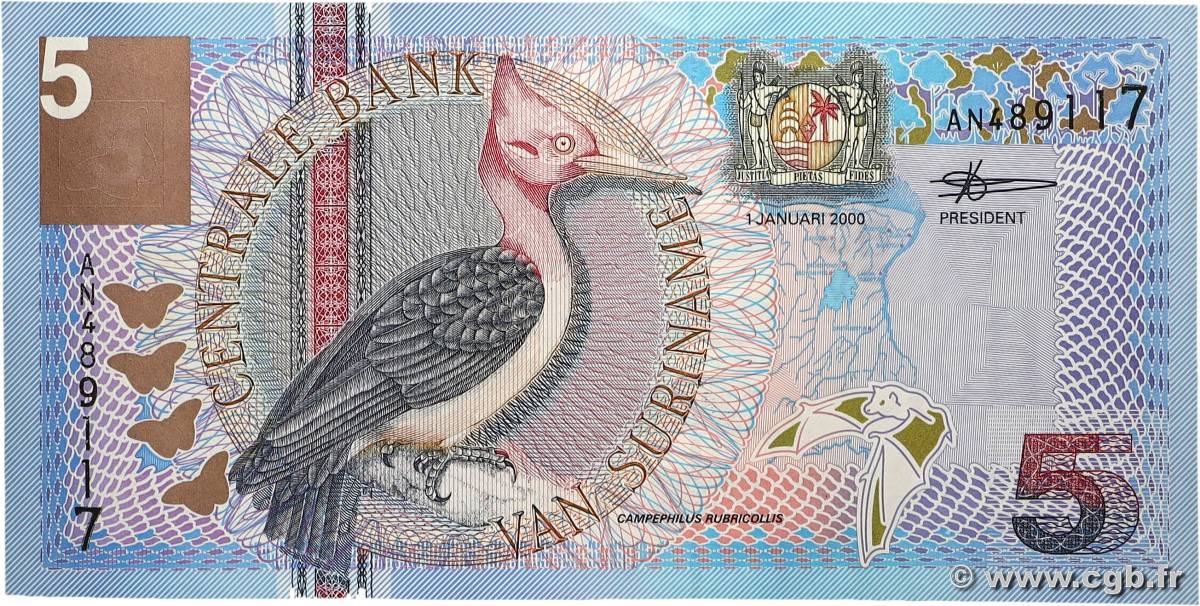 5 Gulden SURINAM  2000 P.146 pr.NEUF