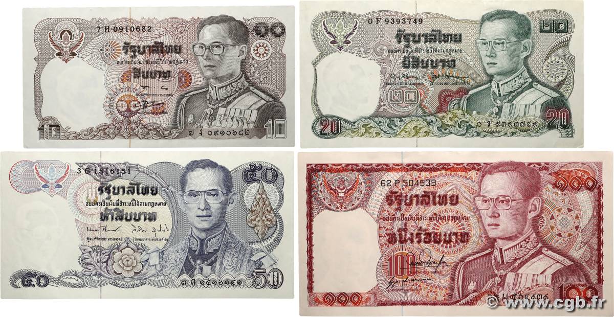10, 20, 50 et 100 Baht Lot THAÏLANDE  1978 P.087, P.088, P.089 et P.090 SUP+