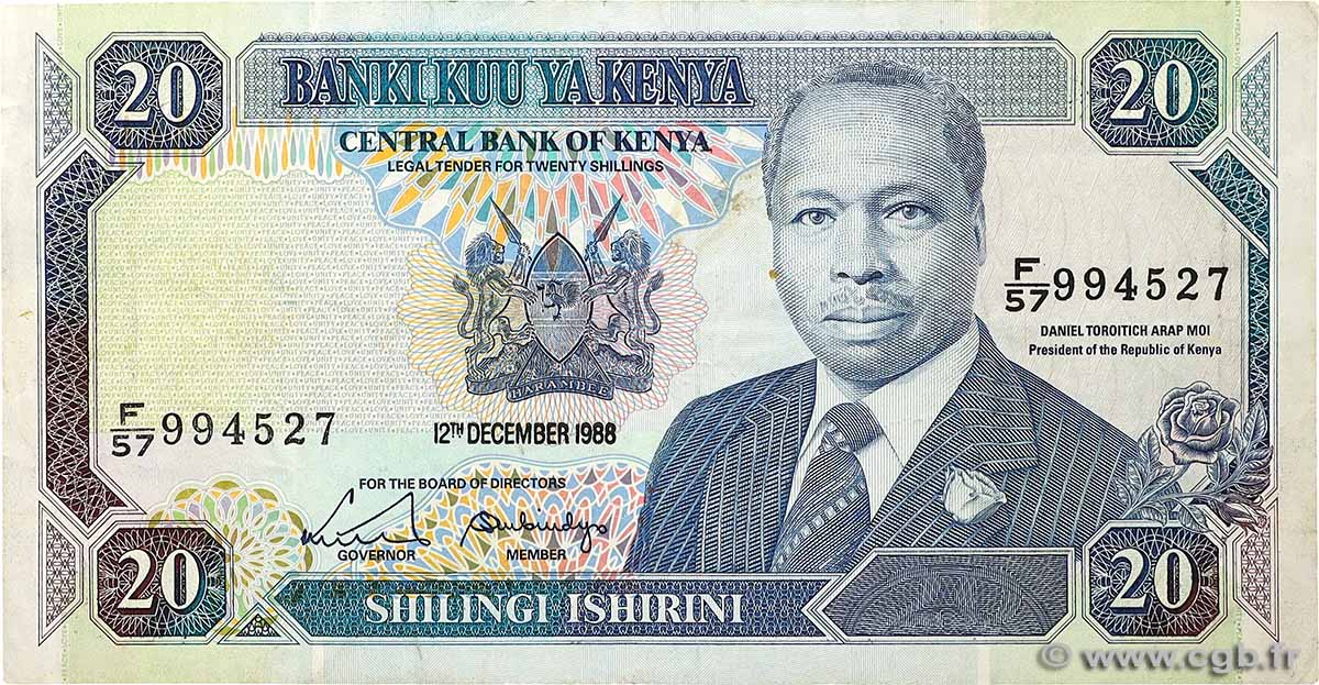 20 Shillings KENYA  1988 P.25a F+