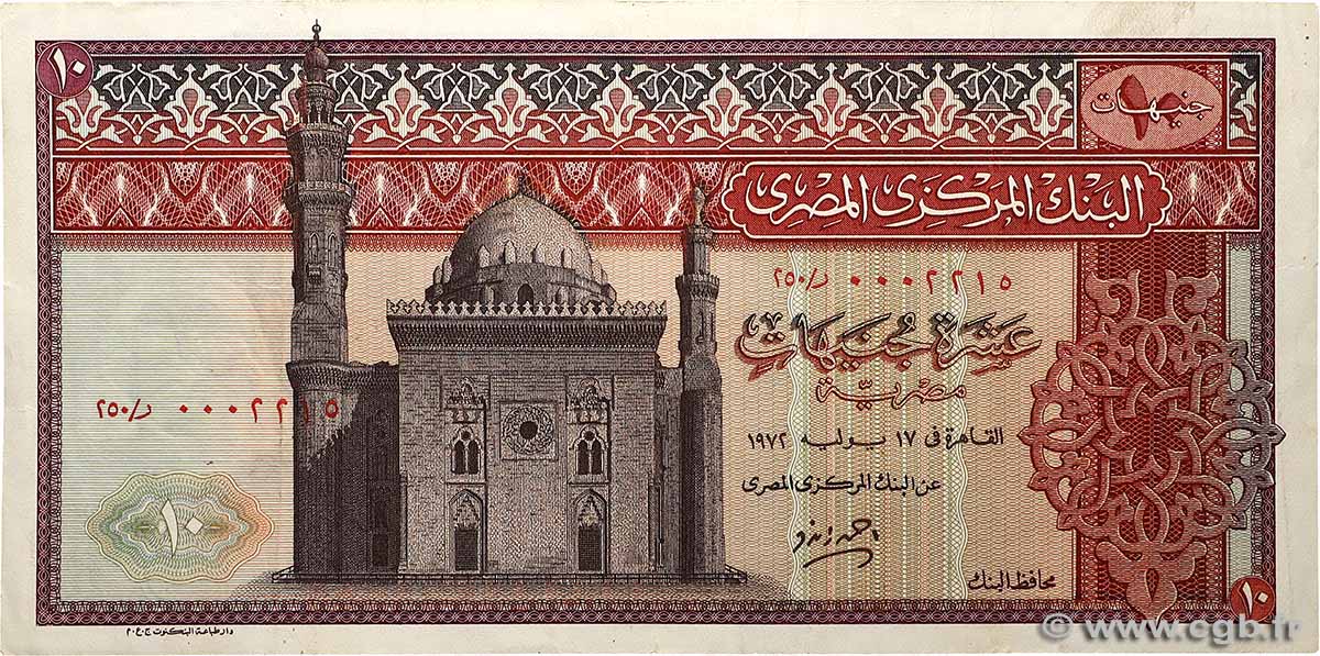 10 Pounds ÉGYPTE  1972 P.046b TB+